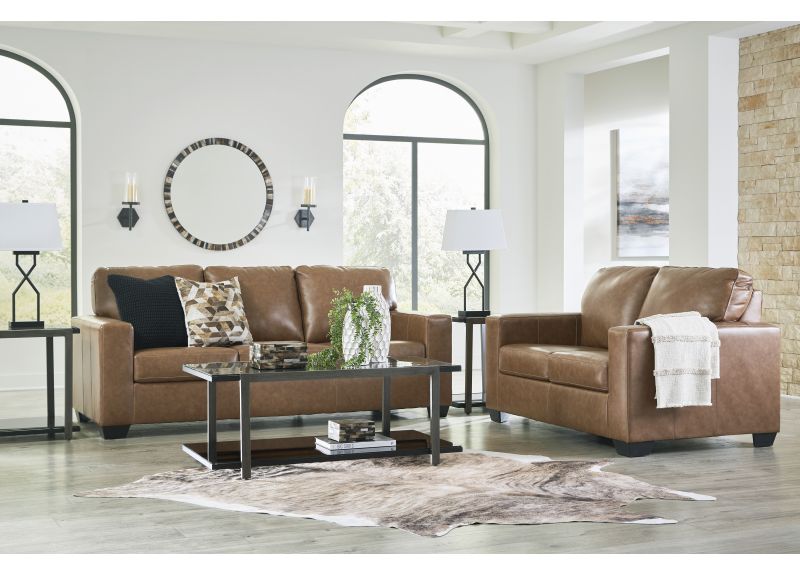 Genuine Leather 2 Seater Sofa in Brown - Orion